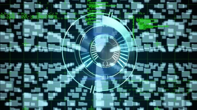 Animation of processing circle over folders and digital padlock