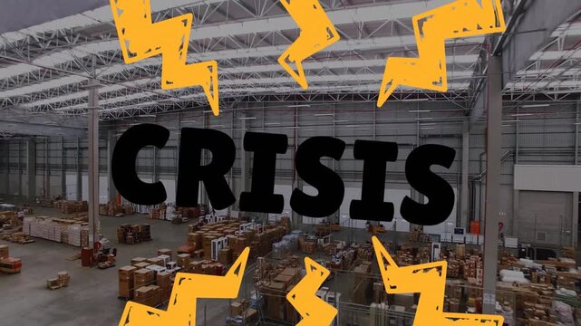 Animation of crisis and flashes over warehouse