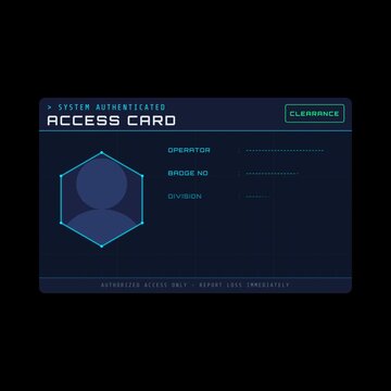 Sci-Fi Dark Tech Access Card Animation, Futuristic ID Badge Reveal Cyberpunk Motion Graphic