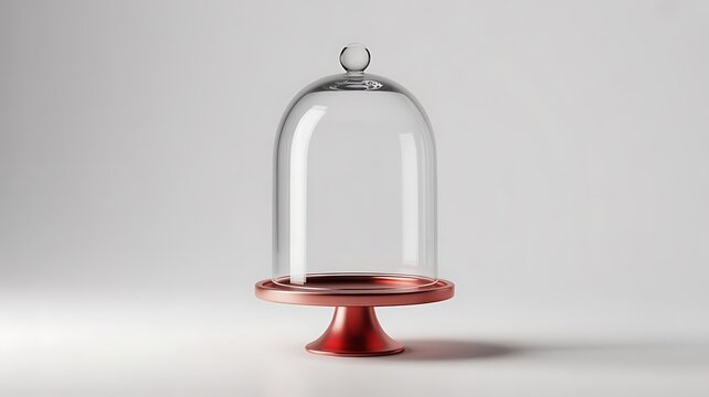 Transparent PNG illustration of a glass bell jar on a pedestal. Isolated realistic protective cloche dome mockup for product display and exhibition.
