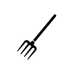 Naklejka premium Compost Pitchfork Solid Black Vector Silhouette Icon for Organic Gardening and Farm Labor