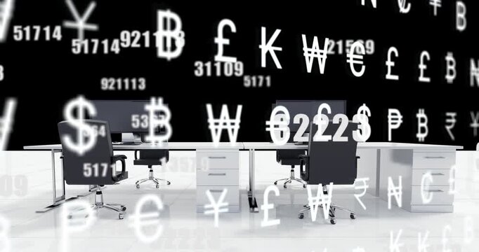 Animation of graph with financial data processing over fast speed city view
