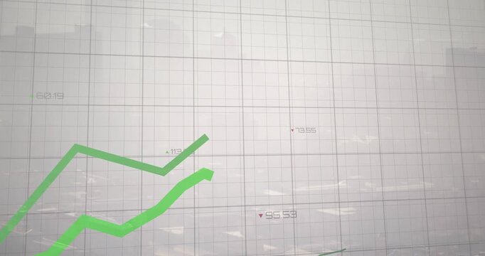 On playback starting lime-green data line climbing past dark gray line to show trend shift