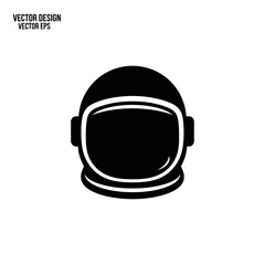 Fototapeta premium Astronaut Helmet Black Silhouette Icon, Cosmonaut Headwear Flat Vector Graphic, Space Survival Concept
