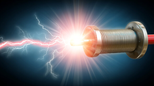 Electrical spark from a high-voltage metal cable