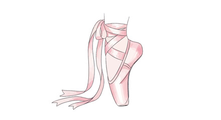 Elegant Pink Ballet Pointe Shoe with Ribbons Tied © gan