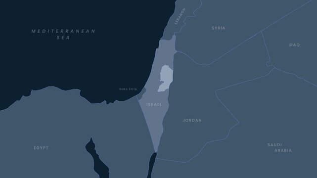 Map Animation Showing West Bank With Red Highlight Blinking And Pulsing On Occupied Region 4K
