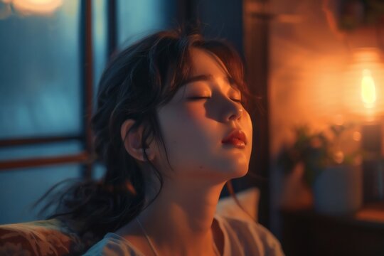 In a dimly lit room, a soft beam of light falls on the face of a pensive figure