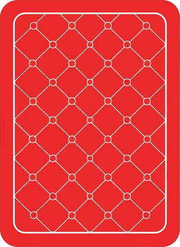 The back of a red playing card with a white diamond grid pattern isolated on white.