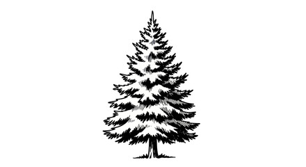 Fototapeta premium Hand Drawn Pine Tree Illustration: Evergreen Forest Element