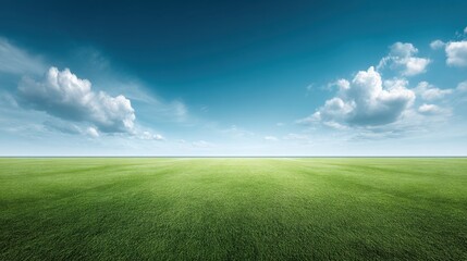 Obraz premium Serene Landscape with Lush Green Grass and Clear Blue Sky Perfect for Nature, Relaxation, and Scenic Background for Various Creative Projects