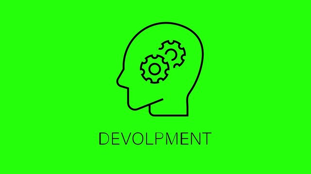 Human head outline with gears illustrates professional growth and development concepts.