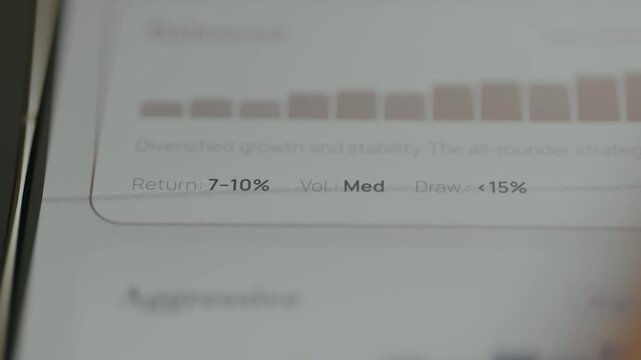 Description for a Balanced investment strategy with key metrics