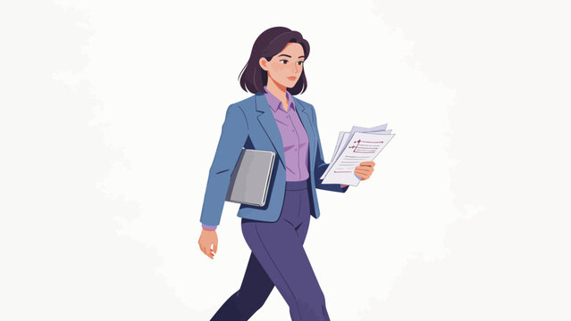 Businesswoman walking with documents