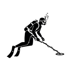 Fototapeta premium Scuba Diver Searching Underwater Treasure.