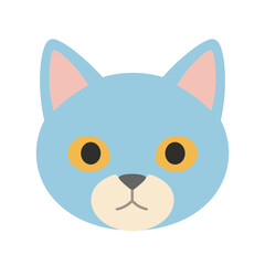 Fototapeta premium Blue Cat Face Flat Icon with Yellow Eyes