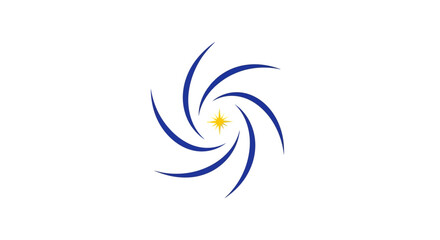 Fototapeta premium A blue and yellow abstract graphic design.