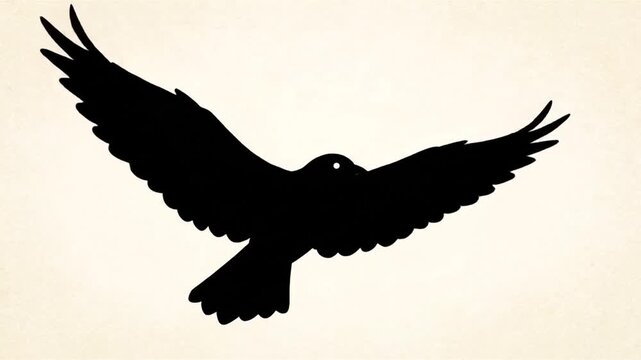 Silhouette of a bird soaring in flight.