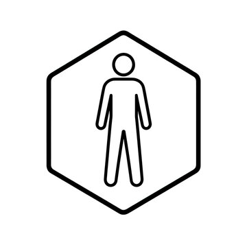 Hexagonal Pictogram of Human Figure Line Icon