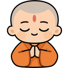 Fototapeta premium Meditating Buddhist Monk Flat Vector Icon