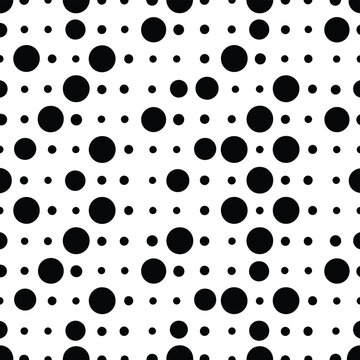 Black and White Geometric Dot Pattern with Varying Sizes