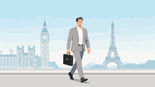Businessman walking with briefcase