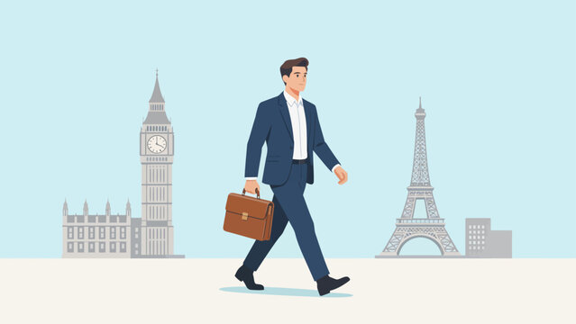 Businessman walking with briefcase