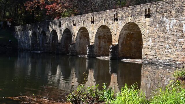 Stone Arch Bridge, historic Byrd Creek Dam located at Cumberland Mountain State Park