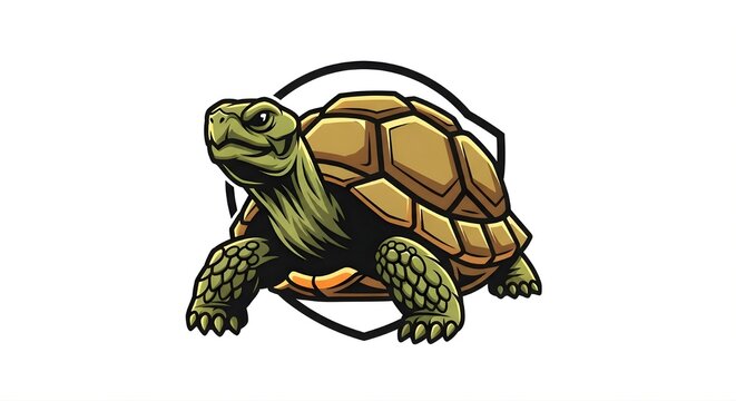 A powerful and detailed vector illustration of a tortoise mascot