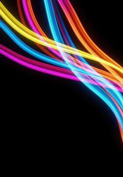 Vivid colors trailing and blending into luminous abstract streaks against a deep void, simulating an optical afterimage effect, color, trail, bright