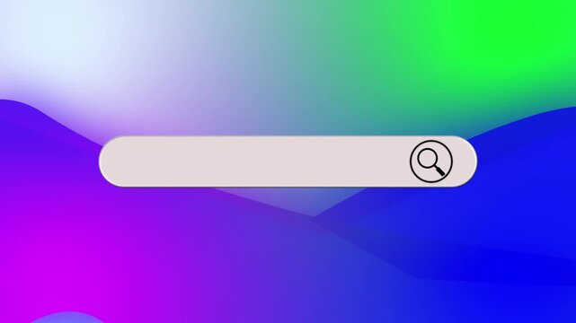 Search Bar Interface Animation with Magnifying Glass on Colorful Abstract Background 4K