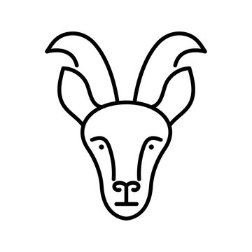 Antelope head icon. Nature and antelope line symbol. Black and white.