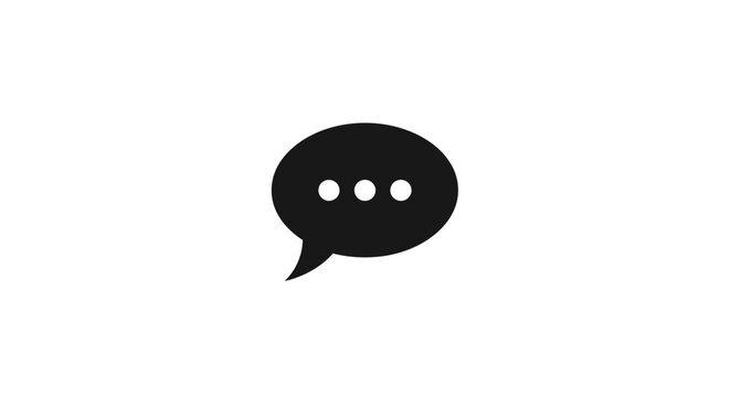 Black speech bubble icon symbol.