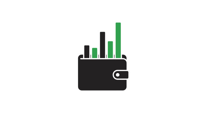 Black wallet with green bar graph.