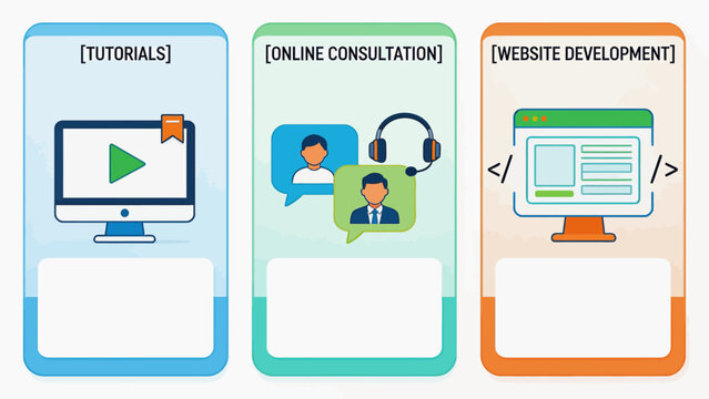Three digital service icons