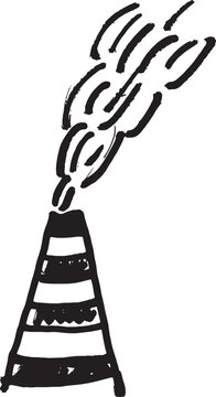 vector,silhouette Marker drawing of a chimney emitting smoke