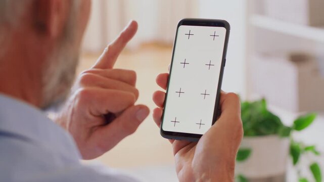 Man, hands and wave with phone screen for virtual chat, discussion or video call in home. Male person, user or goodbye with mobile smartphone display or app for online conversation or communication