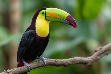 Fototapeta premium Keel-billed toucan on rainforest branch