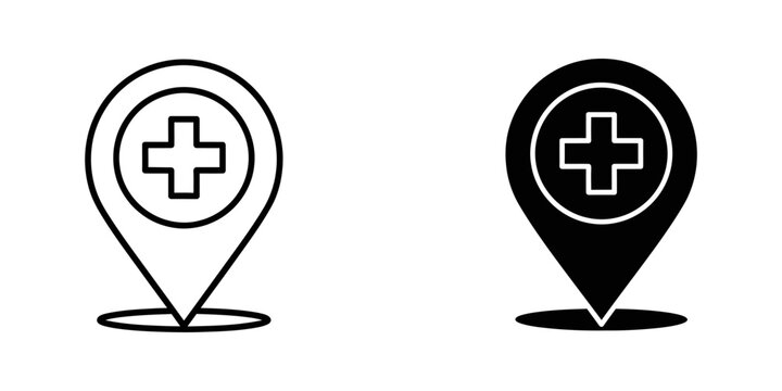 medical location pin icons flat design vector illustration on white background