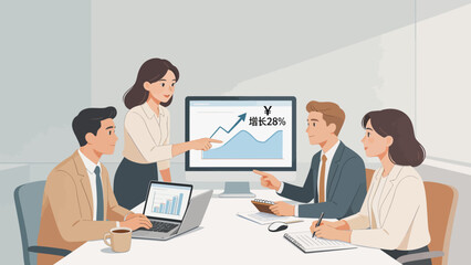 Obraz premium Business meeting with growth chart