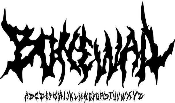 BONEWAIL Extreme Metal Display Font Alphabet &ndash; Aggressive Spiky Gothic Decorative Typeface with Brutal Dark Style for Death Metal Logos, Streetwear Branding, and Intense Typography Projects