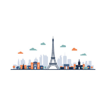 Eiffel Tower Paris Cityscape Illustration.