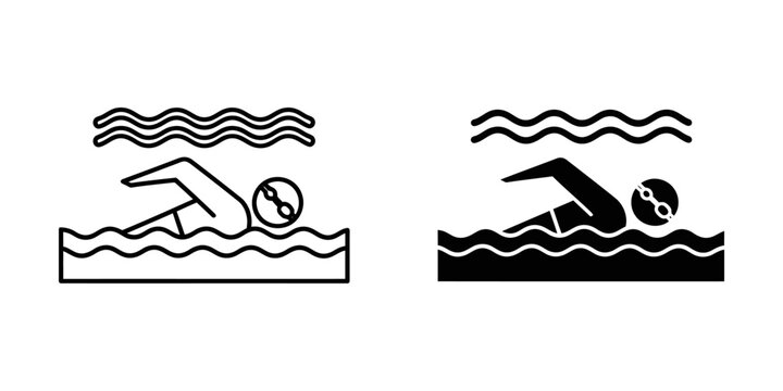 swimming styles freestyle and backstroke technique vector illustration