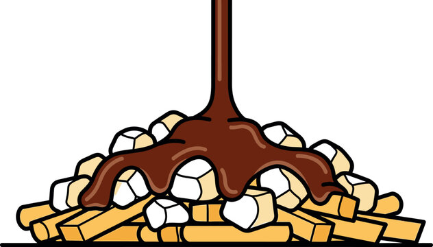 Poutine with melted cheese and gravy.