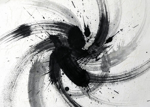 Dynamic Black Ink Splatter with Brush Strokes