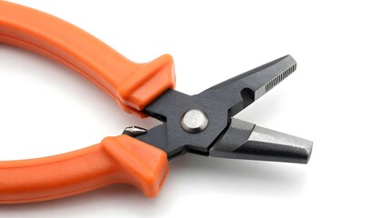 Obraz premium Close-up of orange-handled wire stripping pliers on a clean white background