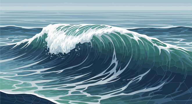 Powerful Ocean Wave Crashing with White Foam and Turquoise Water.