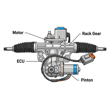 Automotive Electric Power Steering Rack and Pinion System Components
