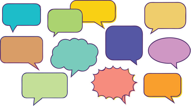 10 colorful square speech bubble frame vector set.eps