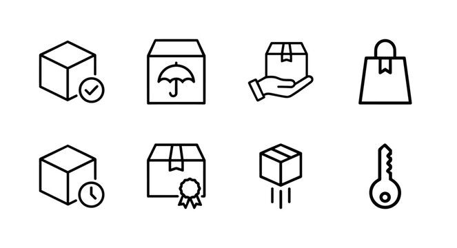 Logistics and shipping line icons for delivery services and package tracking.